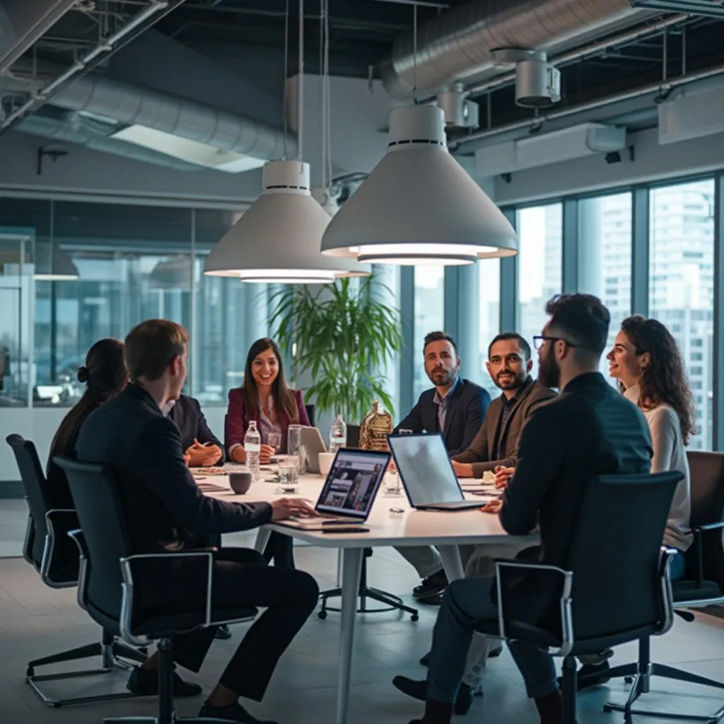 Equipo de Evoluciona en oficina moderna